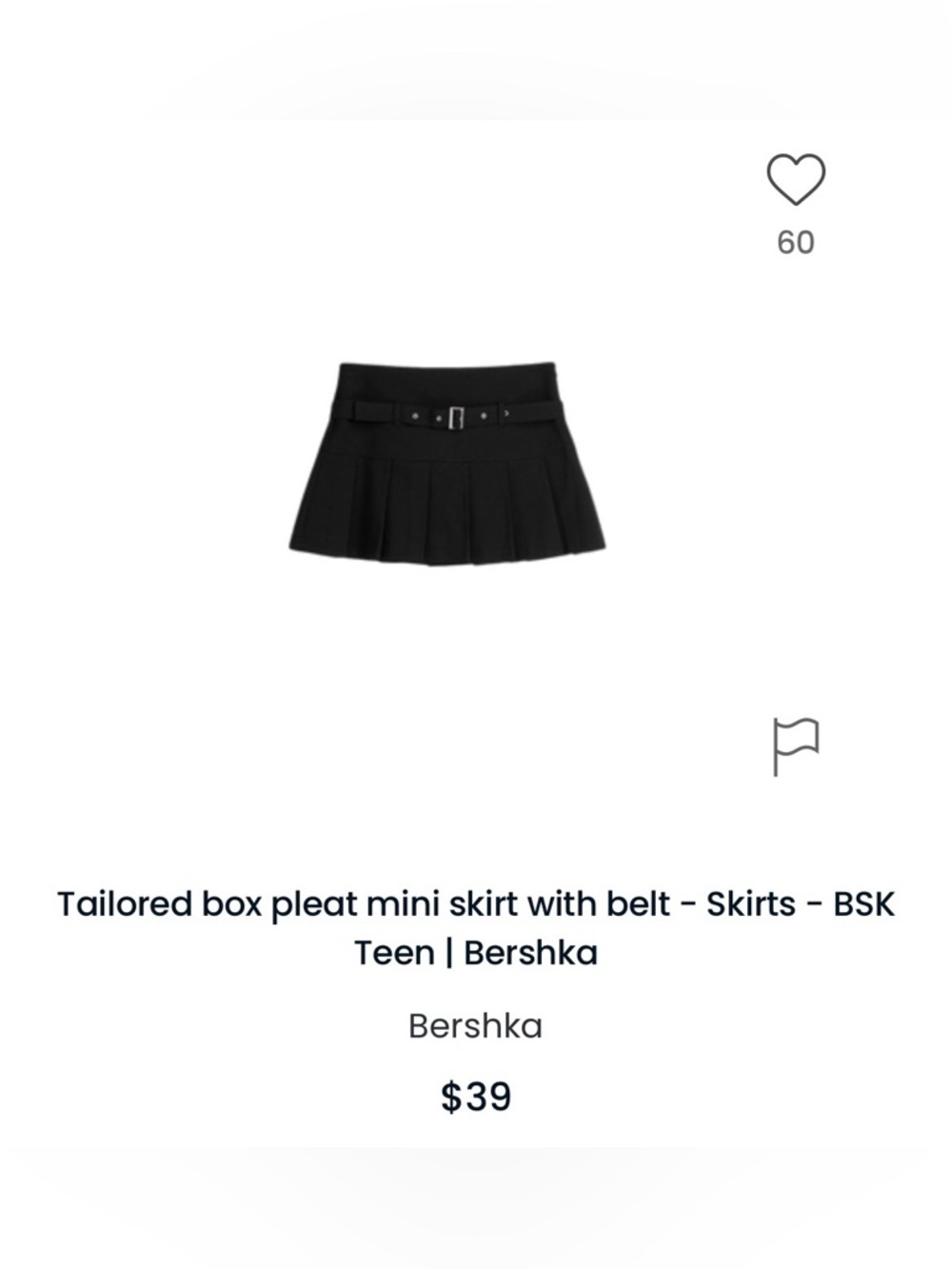 Bershka Black Box-Pleat Mini Skirt with Belt